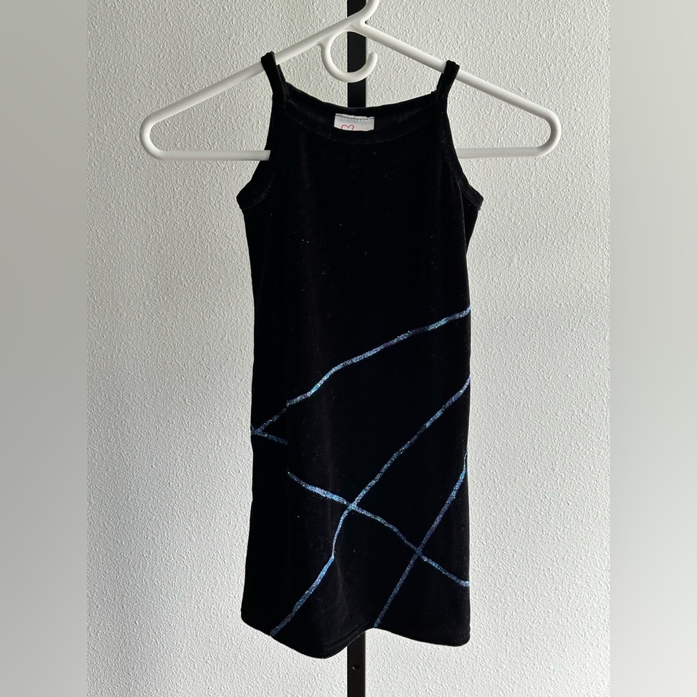 Black Velvet Dress with Blue Lines 4/5
